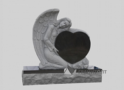 Скульптурный памятник в виде сердца с ангелом ЭКСКЛ-18